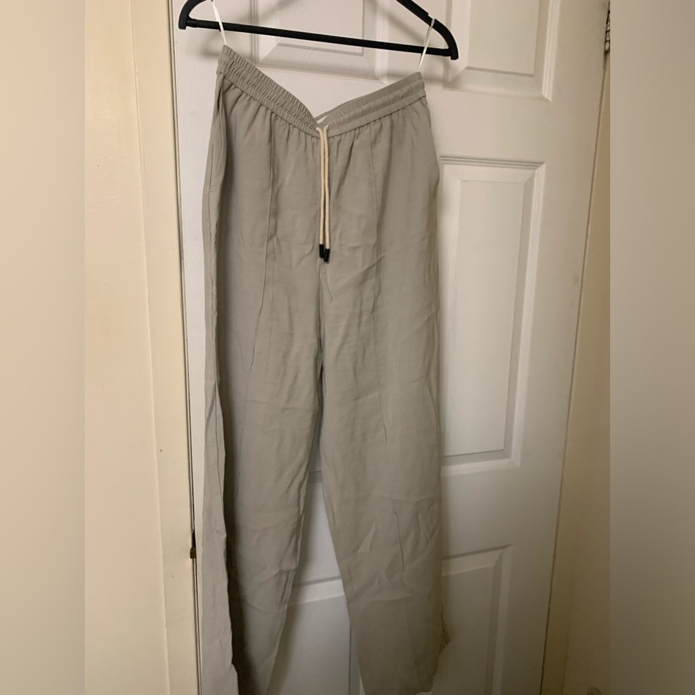 TOPSHOP - Gray Wide Legged Drawstring Slacks - Picture 4 of 4
